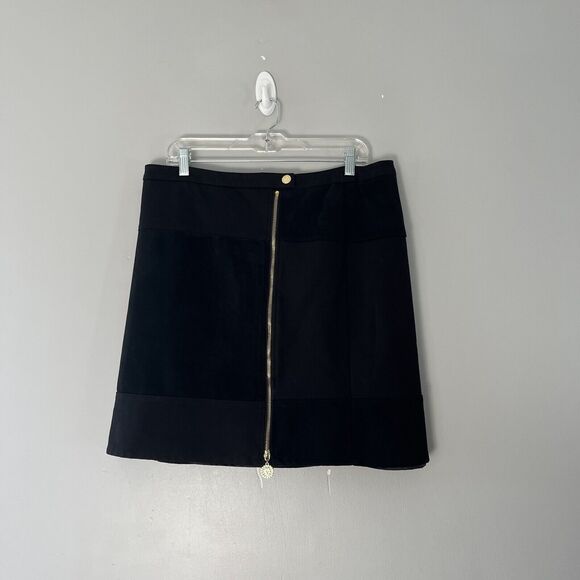 Anne Klein Faux Suede Pencil Skirt Black Zipper Front Size 14 - Picture 1 of 6
